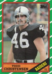 1986 Topps Todd Christensen #64 LA Raiders Sheldon Fighting Irish BYU Cougars