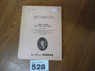 BEETHOVEN Various Songs for Voice & Piano - Lea Pocket Scores No.60 - Image 1 of 4