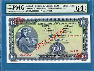 Irlanda, 10 libbre, campione 97V000000, 1965, UNC-PMG64, P66s - Foto 1 di 2