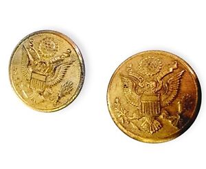 USA Eagle Military Brass Coat of Arms Buttons Lot-2 Waterbury Button Company VTG