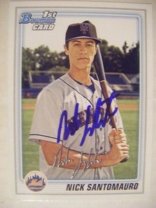 NICK SANTOMAURO signed METS 2010 Bowman Draft baseball card DARTMOUTH AUTO #BP9