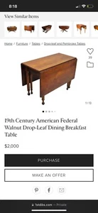 drop leaf vintage breakfast table cherrywood finish - Picture 1 of 10