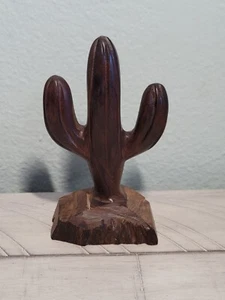 Kaktus Massivholz 6" Skulptur Holzfigur Vintage handgeschnitzt  - Bild 1 von 7