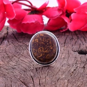 Anillo De Plata Esterlina 925 Hecho A Mano Con Piedra Preciosa Mariyam Jasper 8" - Imagen 1 de 5