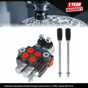 Hydraulic Monoblock Double Acting Control Valve 11 GPM 2 Spool SAE Ports - Picture 1 of 7
