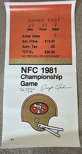 DWIGHT CLARK AUTOGRAPHED CANVAS BANNER “THE CATCH” 1981 NFC CHAMPIONSHIP BECKETT - Picture 1 of 3