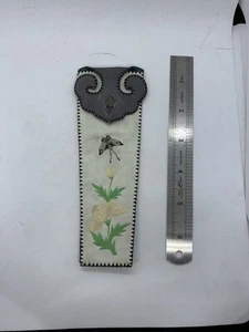 ANTIKE CHINESISCHE bestickte Seide DUFT HANDTASCHE TASCHE Fächer Halter 19. Jh. BEUTEL - Bild 1 von 2