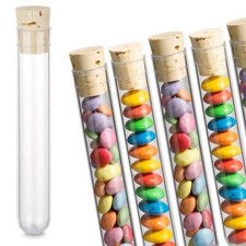 25 Kunststoff Reagenzgläser mit Korken 105x17 geeignet für M&ms