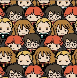 Harry Potter Kawaii Characters Cotton Fabric UNCUT FAT QUARTER approx 18"x21" - Picture 1 of 2