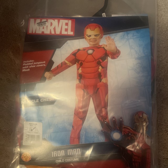 Marvel Universe Child Iron Man Muscle Chest T-Shirt and Mask 8-10