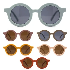 Kids Child Size Thick Plastic Round Circle Lens Retro Sunglasses - Picture 1 of 25