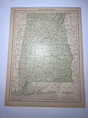 Mapa Estatal ALABAMA "Verde" 1910/1911 fm 1912 Nuevo Atlas Censo VER DESCRIPCIÓN Foto 1 de 3