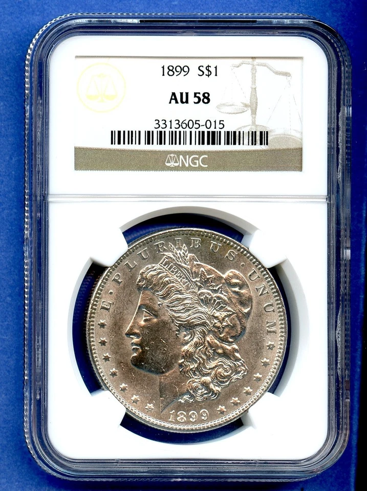 1899 P NGC AU58 Morgan Silver $1 Dollar US Mint Coin 1899-P AU-58 - Image 1 of 3