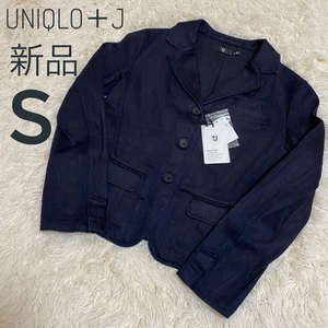 Uniqlo J+Jil Sander Navy Denim Tailored Jacket S Blue Short Style Used JAPAN - Picture 1 of 16