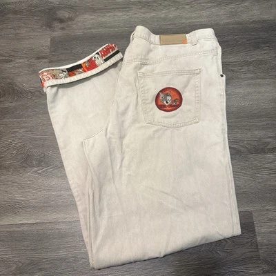 RARE Iceberg History Jeans Italy Tan Denim Tom & Jerry Vintage 2000 Y2K Sz 40 - Image 1 of 4