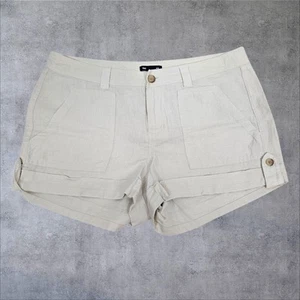 Gap Cream Linen Blend Mid Rise Utility Shorts Folded Cuff Size 8 L74 - Picture 1 of 9