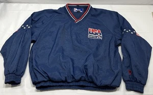 Vintage USA Basketball Pro Player Jacket 90s Sz XL Navy Dream Team Olympics Read - Picture 1 of 14