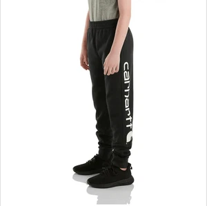 Carhartt BOYS' FLEECE LOGO black SWEATPANTS size 8-10 NWT - Picture 1 of 6