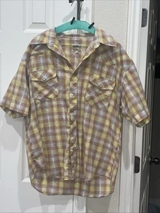 Dragonfly Embroidered Pearl Snap Western Trailer RV Shirt Men Sz L Plaid Cowboy - Picture 1 of 5