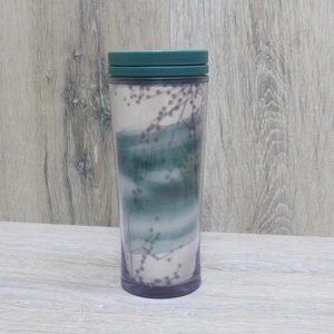 2009 Starbucks Teal Green Willow Branch Tumbler Becher mit Deckel heiß/kalt - Bild 1 von 7