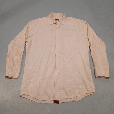 Alfani Mens Dress Shirt Large 16 32-33 Pink Slim Fit  Geometric Front Pocket  - Image 1 of 4