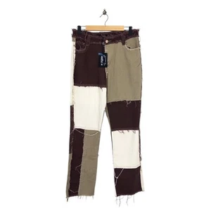 Jaded London Boyfriend Fit Patchwork Jeans Brown White Beige W28 10 NEW - Picture 1 of 12