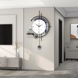 Large Wall Clock for Living Room Decor Modern Decorative Wall Clock with Pendulu - Picture 1 of 7