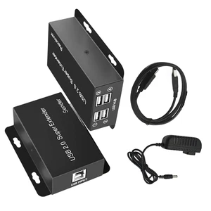 50m 4-Port USB 2.0 Ethernet Extender RJ45 Network LAN Over Cat5e/6/7 Receiver - Photo 1/16