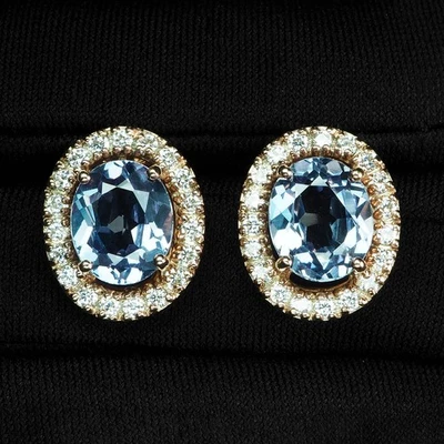 Pendientes de oro rosa de plata de ley 925 de 7,30 quilates de alejandrita con cambio de color brillante Foto 1 de 4