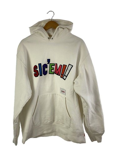 Felpa con cappuccio Supreme XL cotone bianco usata