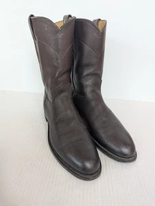 Justin Boots Men's Sz 9B Leather Brown Cowboy Western Work - Picture 1 of 10