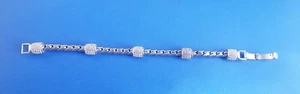 Vintage 7.5" Brighton Silver Link Bracelet with Clear Rhinestones  - Picture 1 of 5