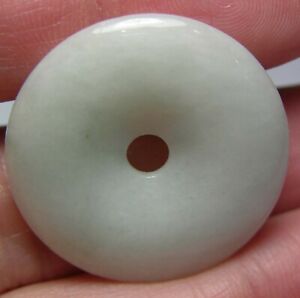 #14 100% Natural Untreated 32.75ct Green Jade Donut Shape Pendant 6.50g 26.00mm
