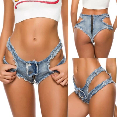 Womens Mini Hot Pants Jeans Micro Shorts Denim Daisy Dukes Low Waist Shorts - Image 1 of 4