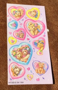 Vintage 1994  3M Post-it Sticker Sheet BEAUTIFUL TEDDY BEARS LOVE Cute Rare * - Picture 1 of 1