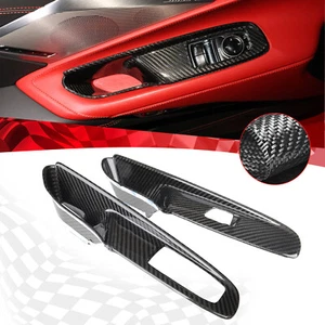 For Corvette C8 Coupe 20+ Real Carbon Fiber Window Lift Switch Panel Cover Trim - Picture 1 of 23