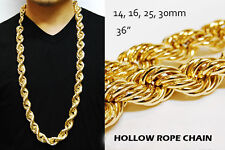 HIP HOP RUN DMC 16 & 25 & 30mm HOLLOW GOLD PT THICK ROPE NECKLACE DOOKIE CHAIN