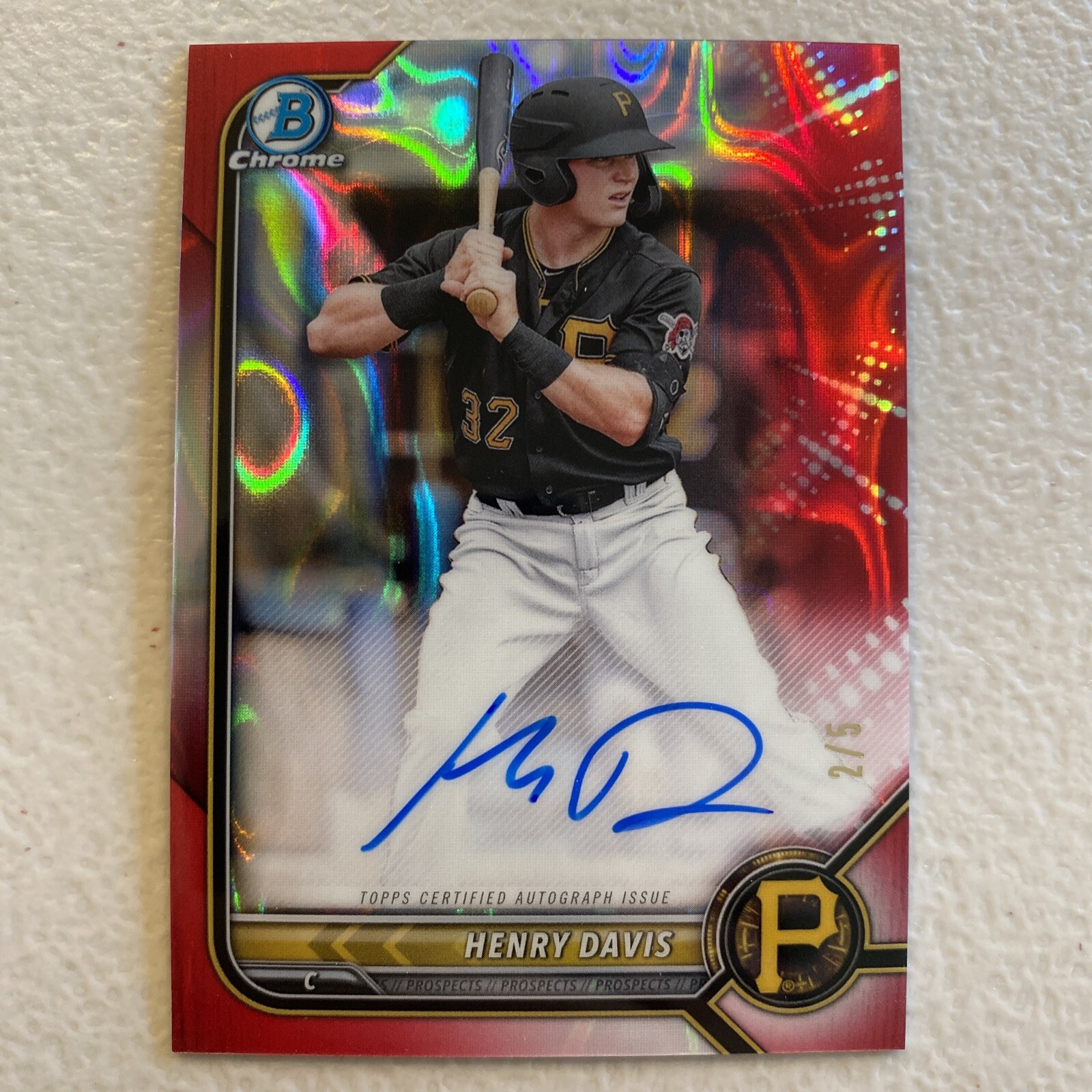 2022 Bowman Chrome Henry Davis Red Lava Refractor Auto #2/5 Sharp-No Print Lines