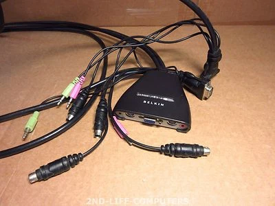 BELKIN  F1DL102P PS/2-Port KVM Switch with Cable + Audio CABLES - Bild 1 von 2