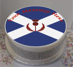 Personalised Scottish Flag & Thistle 8" Icing Sheet / Cake Topper - Picture 1 of 1