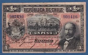 CHILE -- 1 PESO ( 13.8.1919 ) -- FINE -- PICK 15b . - Imagen 1 de 2