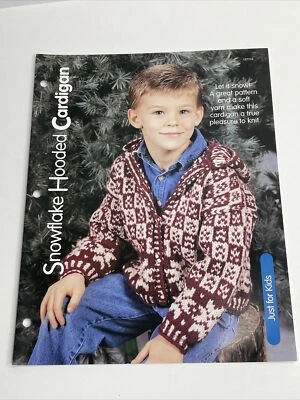 House of White Birches Children Snowflake Hooded Cardigan  Knitting Pattern - Image 1 of 4