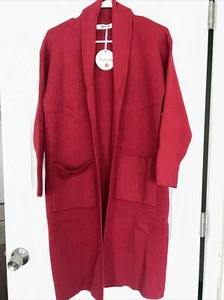 CARICILIA Open Front Cardigan Sweater Knit Jacket Coat Size M Color Red - Picture 1 of 7