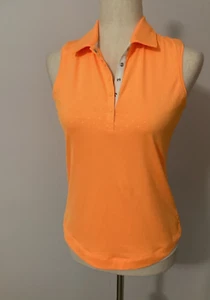 Slazenger Golf Top XS Sleeveless Orange Stretch Knit Athletic Fitness Polo Shirt - Picture 1 of 10
