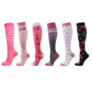 6 Pairs Women's Compression Socks 20-30 mmHg Knee High Support Medical Stockings