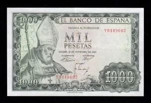 F.C. 1000 PESETAS 1965 , SERIE Y , MBC- . - Imagen 1 de 2