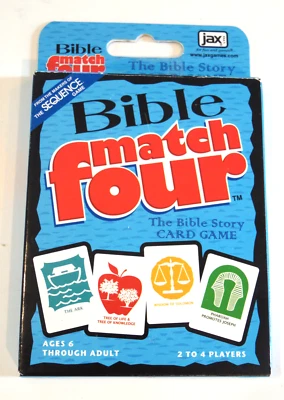 Bible Match Four Card Game Bible Story Jax 6+ yrs - Open Box with Sealed Cards - Image 1 of 4