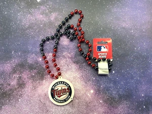 MLB Minnesota Twins Logo Baseball Sports Beads Necklace - Picture 1 of 5