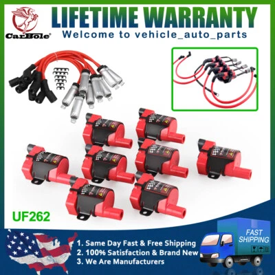 8Set Round Ignition Coil and Spark Plug Wire For GMC Chevrolet Express 1500 D585 - Imagem 1 de 4