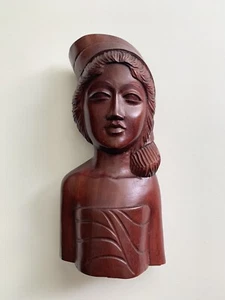 Balinese Wood Carving Woman Girl Bust Bali Indonesia - Picture 1 of 5